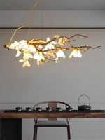 Crushed Stone Chandelier in Natural White with Brass Accents