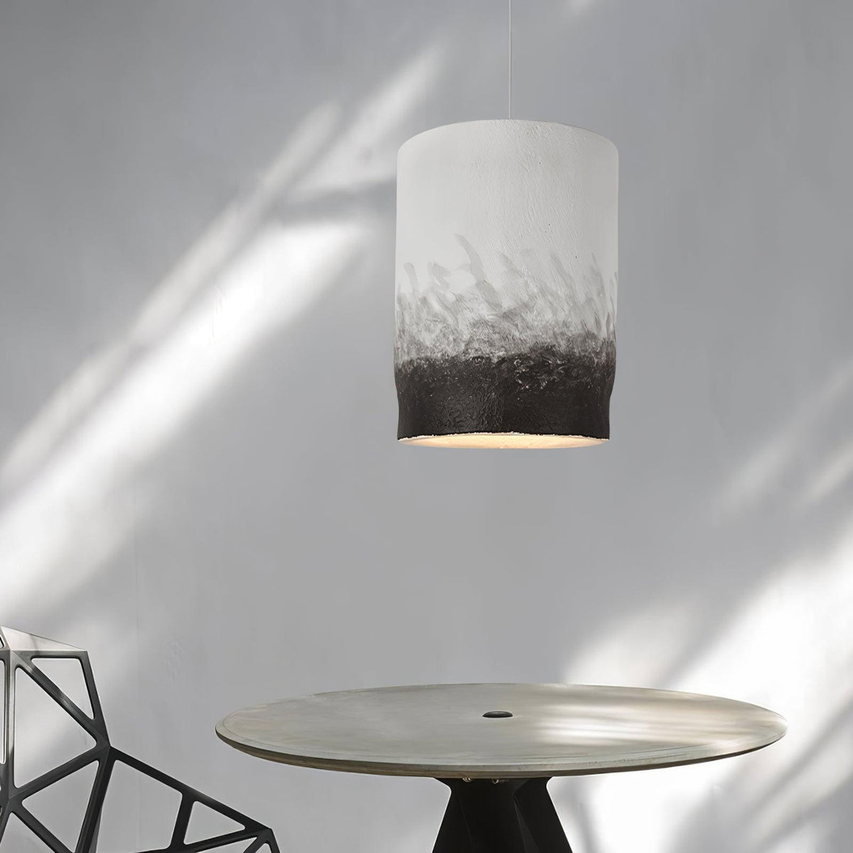 Crust Thin Pendant Light — Sculptural Wabi-Sabi Ceiling Lamp in Grey