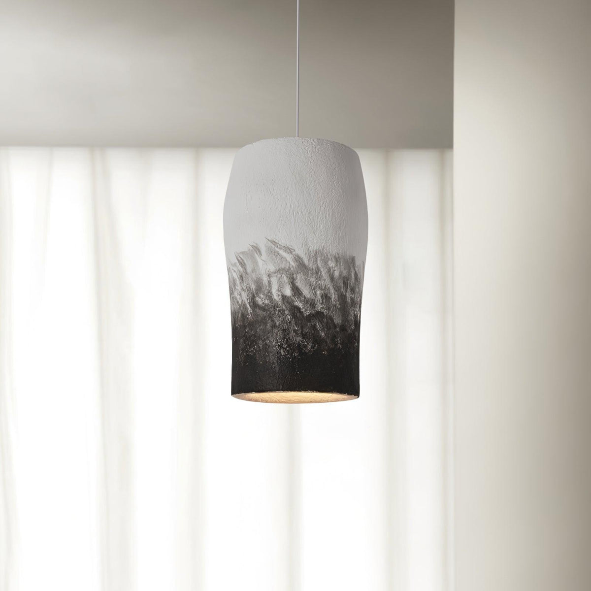 Crust Thin Pendant Light — Sculptural Wabi-Sabi Ceiling Lamp in Grey