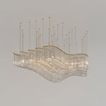Rivella Cascade Fringe Chandelier — Crystal Glass & Gold LED Pendant Light
