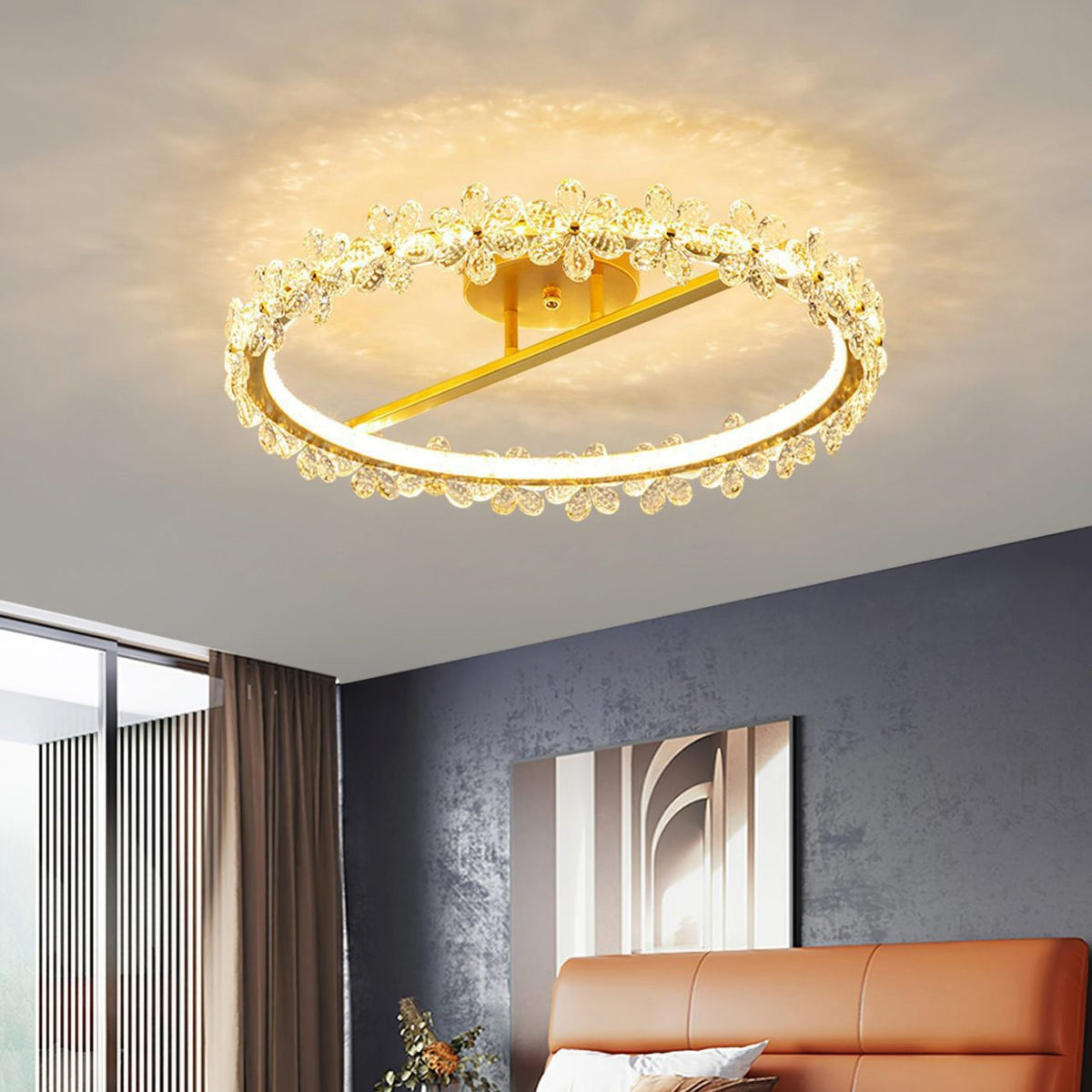 Crystal Flower Ceiling Lamp