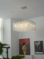 Crystal Frame Chandelier – Modern Geometric Pendant Light for Dining Room and Living Room