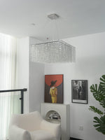 Crystal Frame Chandelier – Modern Geometric Pendant Light for Dining Room and Living Room