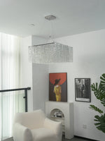 Crystal Frame Chandelier – Modern Geometric Pendant Light for Dining Room and Living Room