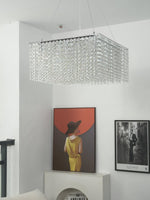 Crystal Frame Chandelier – Modern Geometric Pendant Light for Dining Room and Living Room