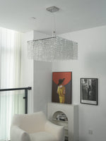 Crystal Frame Chandelier – Modern Geometric Pendant Light for Dining Room and Living Room