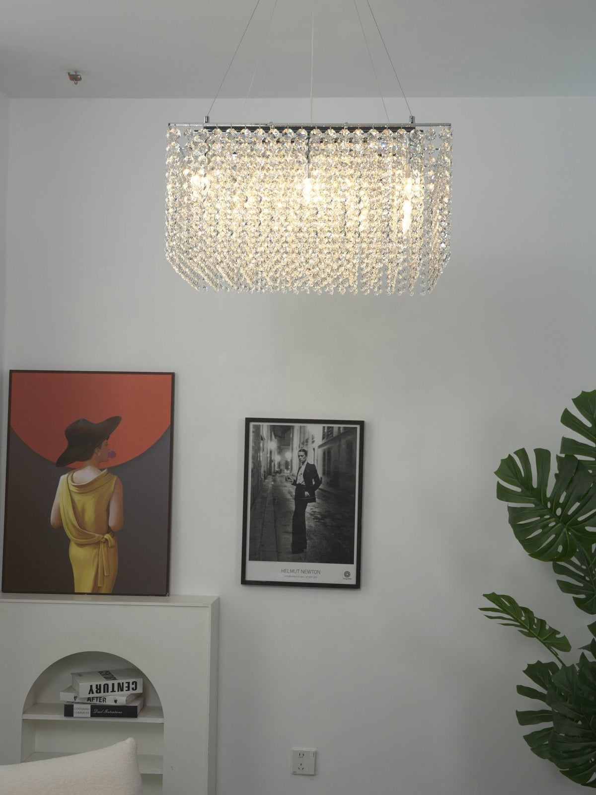 Crystal Frame Chandelier – Modern Geometric Pendant Light for Dining Room and Living Room