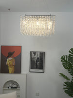 Crystal Frame Chandelier – Modern Geometric Pendant Light for Dining Room and Living Room