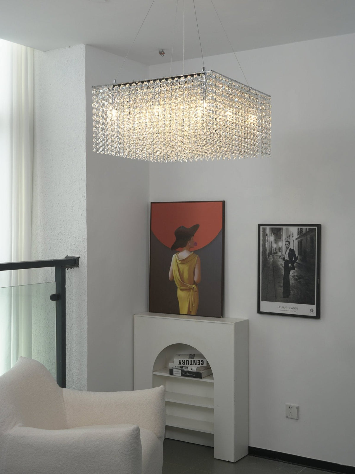 Crystal Frame Chandelier – Modern Geometric Pendant Light for Dining Room and Living Room