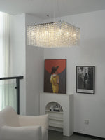 Crystal Frame Chandelier – Modern Geometric Pendant Light for Dining Room and Living Room