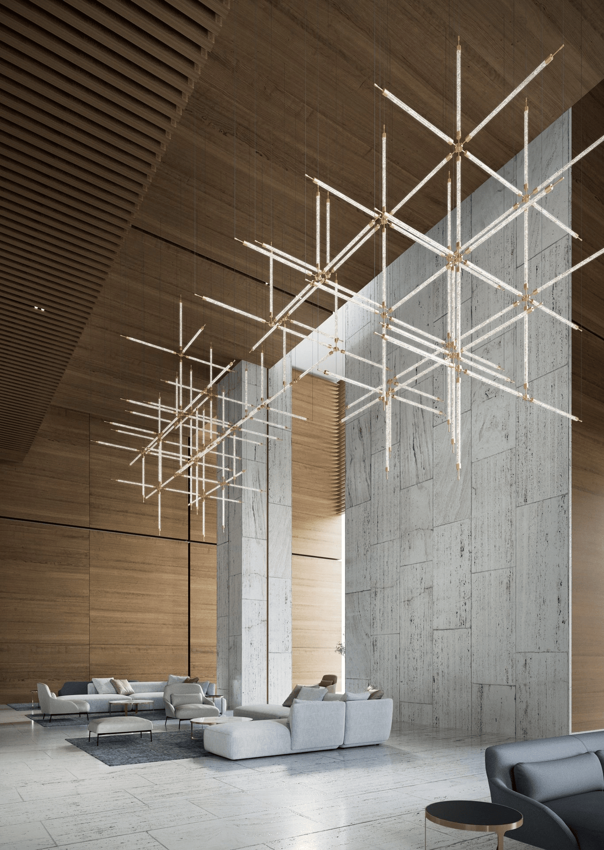 Crystal Grid Custom Chandelier – Bespoke LED Pendant for Modern Interiors