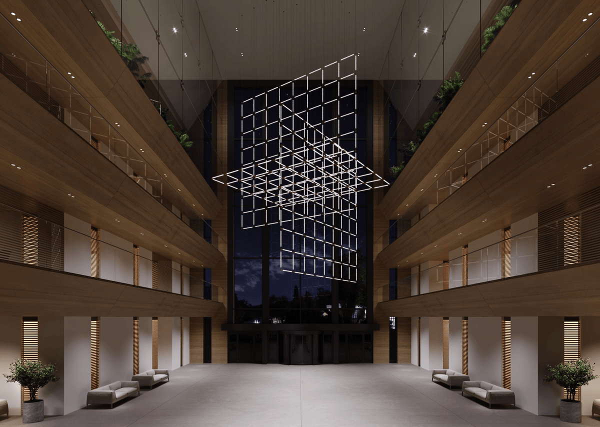 Crystal Grid Custom Chandelier – Bespoke LED Pendant for Modern Interiors