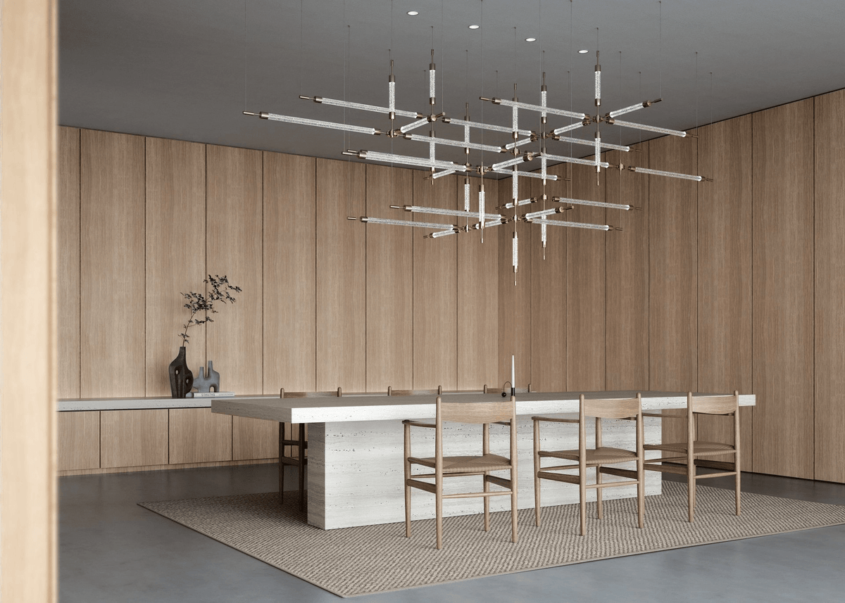 Crystal Grid Custom Chandelier – Bespoke LED Pendant for Modern Interiors
