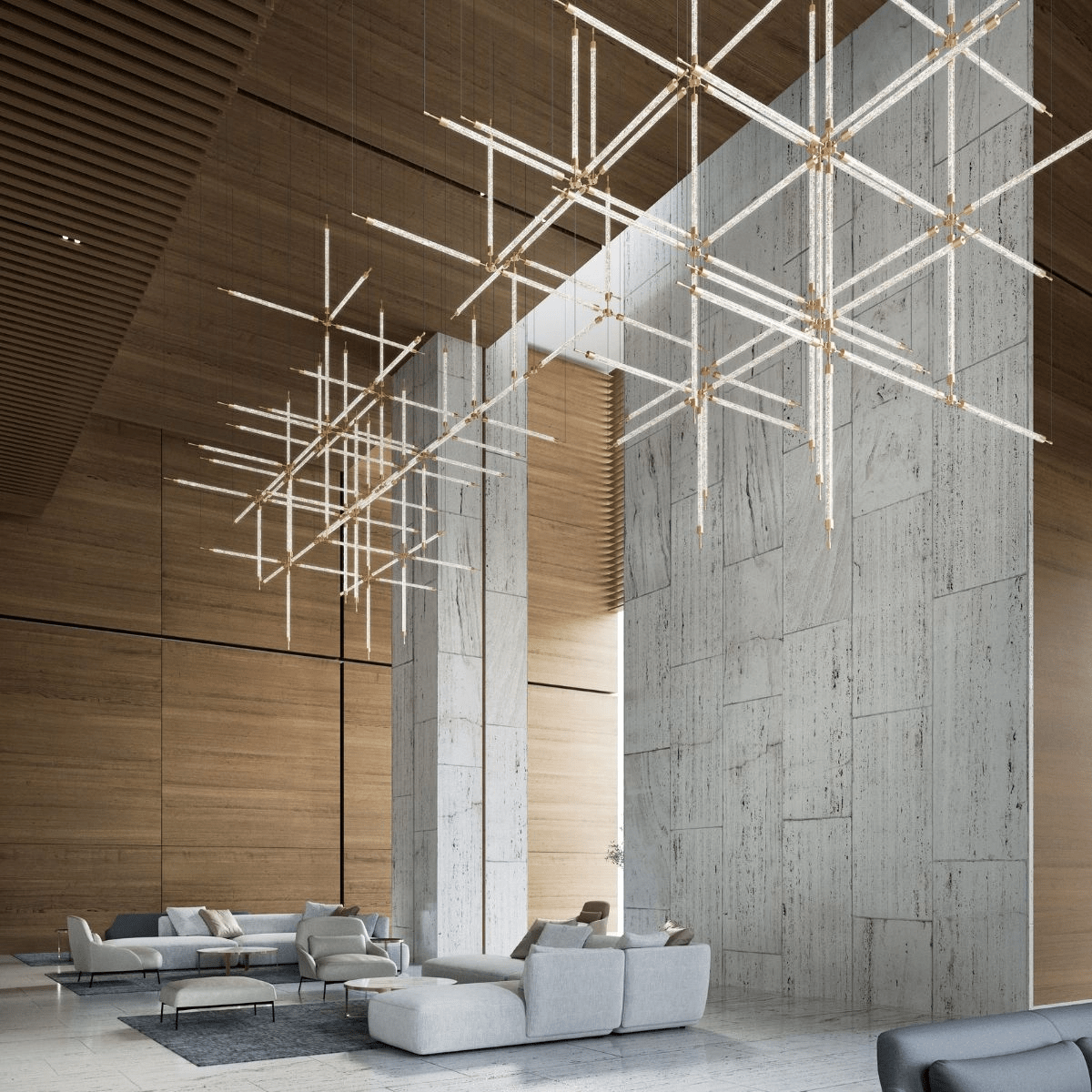 Crystal Grid Custom Chandelier – Bespoke LED Pendant for Modern Interiors