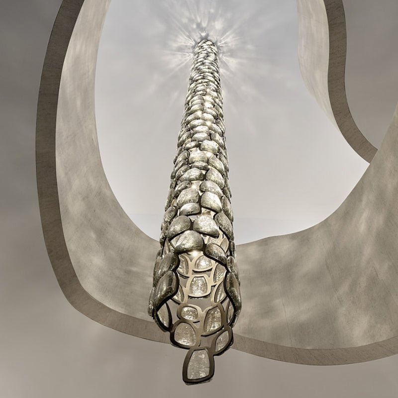 Crystal Mosaic Column Chandelier | Modern Crystal Pendant Light for Dining Room & Foyer