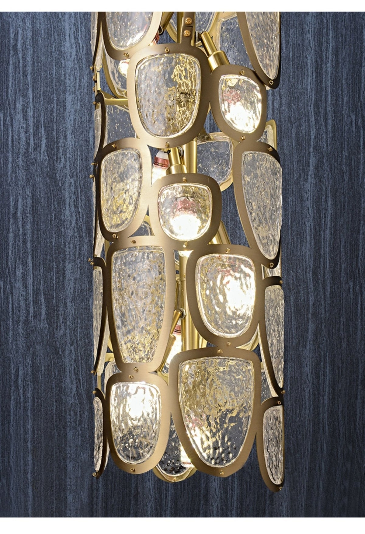 Crystal Mosaic Column Chandelier | Modern Crystal Pendant Light for Dining Room & Foyer