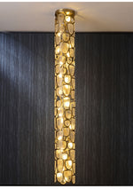 Crystal Mosaic Column Chandelier | Modern Crystal Pendant Light for Dining Room & Foyer