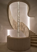 Crystal Mosaic Column Chandelier | Modern Crystal Pendant Light for Dining Room & Foyer