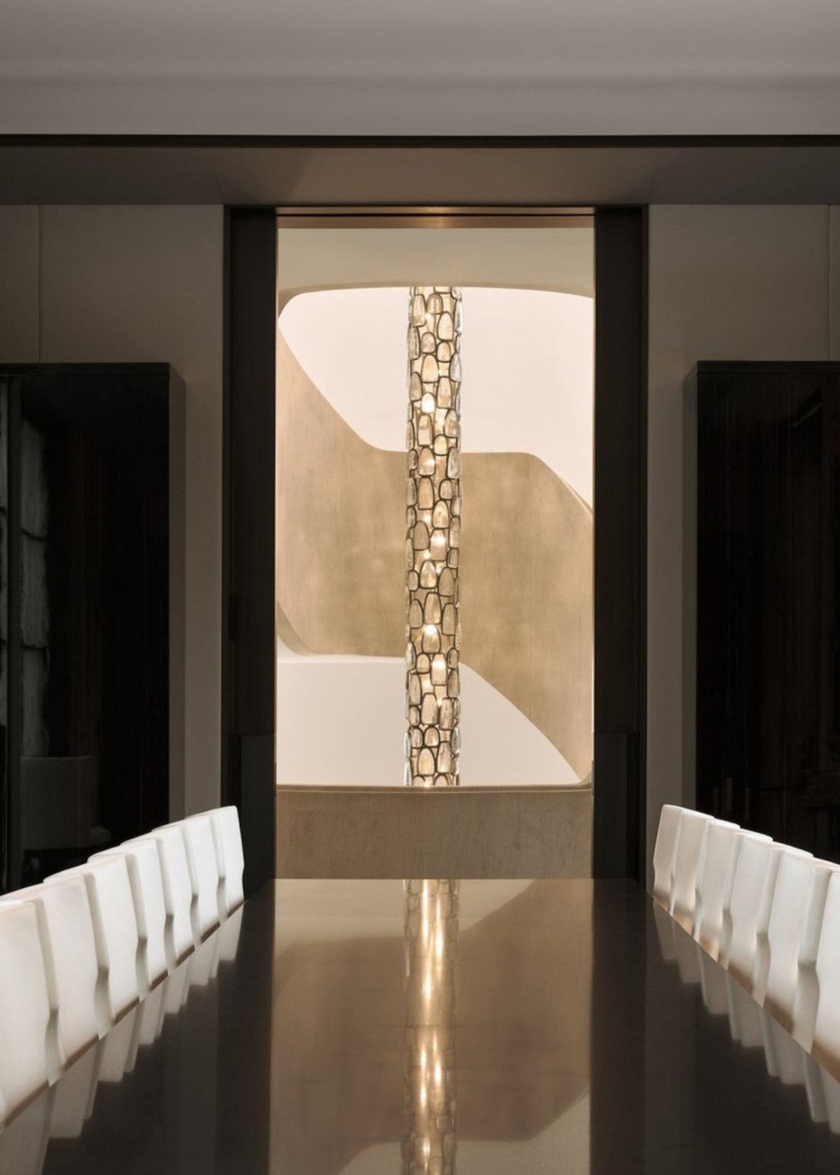 Crystal Mosaic Column Chandelier | Modern Crystal Pendant Light for Dining Room & Foyer