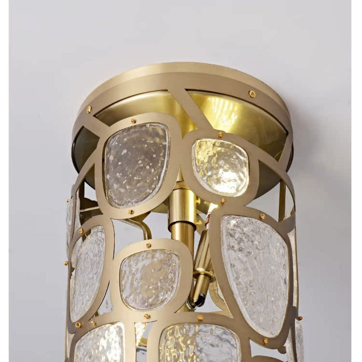 Crystal Mosaic Column Chandelier | Modern Crystal Pendant Light for Dining Room & Foyer