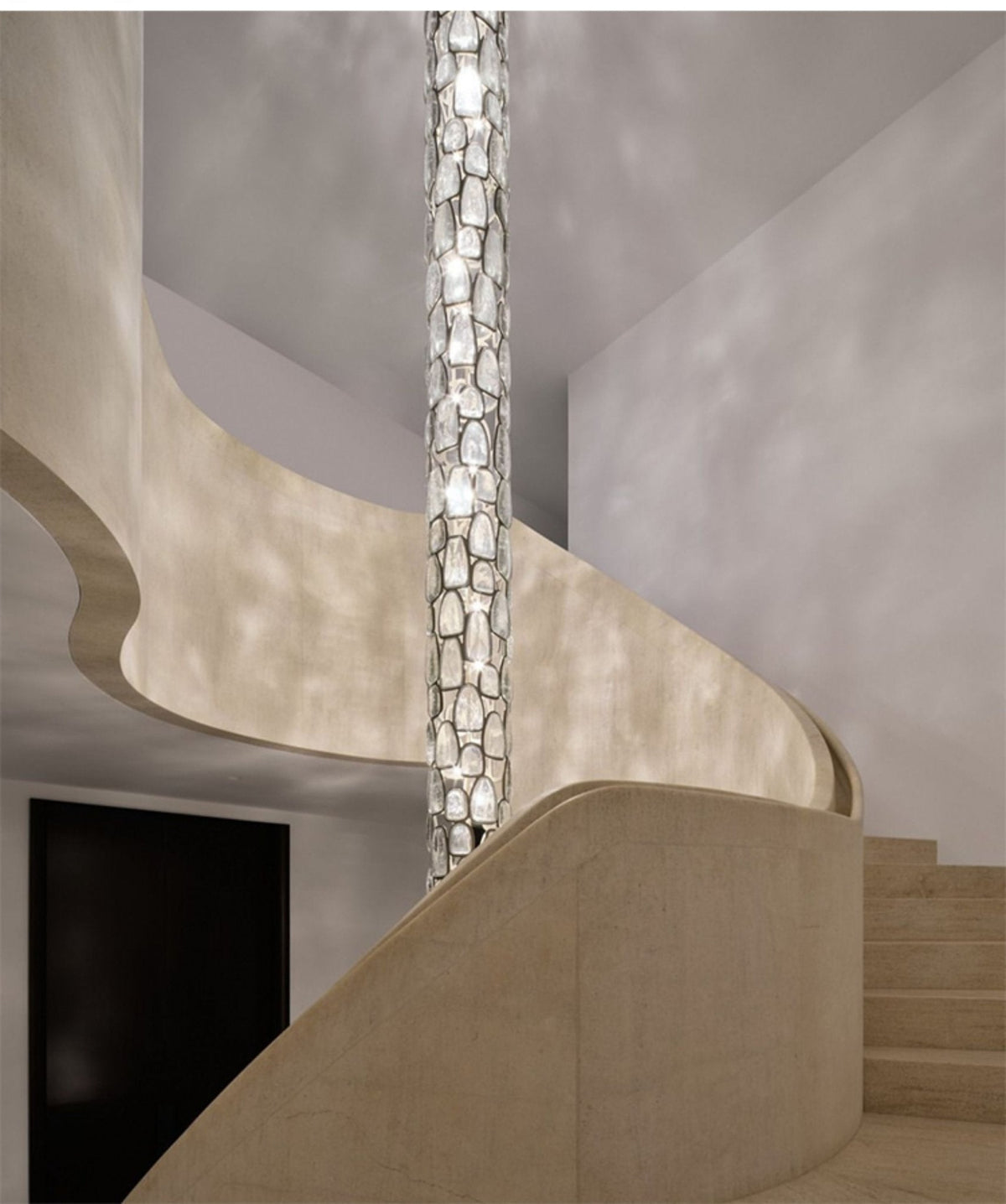 Crystal Mosaic Column Chandelier | Modern Crystal Pendant Light for Dining Room & Foyer