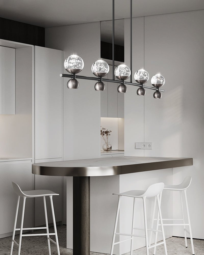 Crystal Nebula Chandelier – Modern Brass and Glass Pendant Light