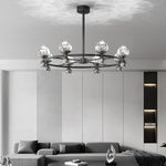 Crystal Nebula Chandelier – Modern Brass and Glass Pendant Light