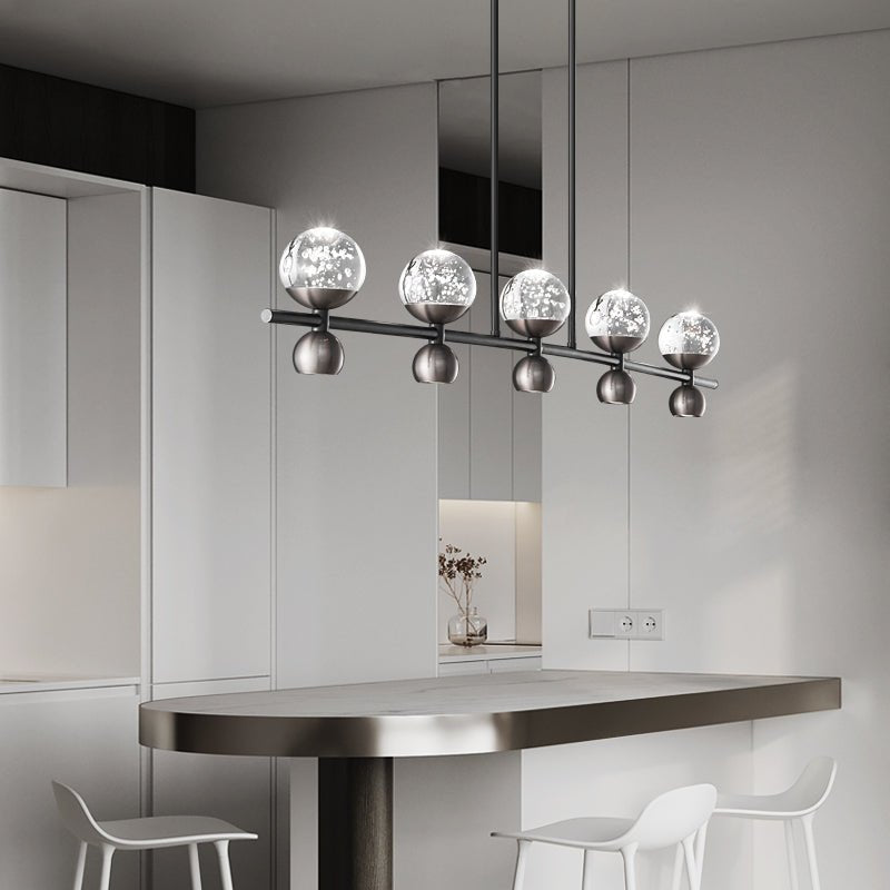Crystal Nebula Chandelier – Modern Brass and Glass Pendant Light