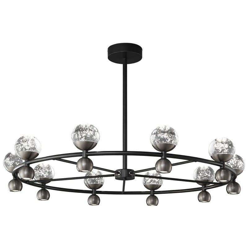 Crystal Nebula Chandelier – Modern Brass and Glass Pendant Light