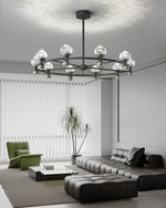Crystal Nebula Chandelier – Modern Brass and Glass Pendant Light