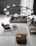 Crystal Nebula Chandelier – Modern Brass and Glass Pendant Light