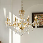 Crystal Pearl Chandelier in Brass with Clear Crystal Beads