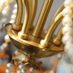 Crystal Pearl Chandelier in Brass with Clear Crystal Beads