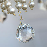 Crystal Pearl Chandelier in Brass with Clear Crystal Beads