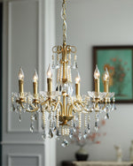 Crystal Pearl Chandelier in Brass with Clear Crystal Beads