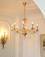 Crystal Pearl Chandelier in Brass with Clear Crystal Beads