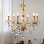 Crystal Pearl Chandelier in Brass with Clear Crystal Beads