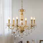 Crystal Pearl Chandelier in Brass with Clear Crystal Beads
