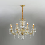 Crystal Pearl Chandelier in Brass with Clear Crystal Beads
