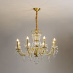 Crystal Pearl Chandelier in Brass with Clear Crystal Beads