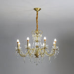 Crystal Pearl Chandelier in Brass with Clear Crystal Beads