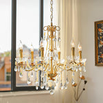 Crystal Pearl Chandelier in Brass with Clear Crystal Beads