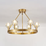 Crystal Round Gold Brass Chandelier for Dining Room and Living Room