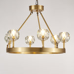 Crystal Round Gold Brass Chandelier for Dining Room and Living Room