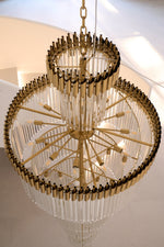 Crystal Spiral Chandelier – Modern Gold Crystal Statement Light for Grand Interiors