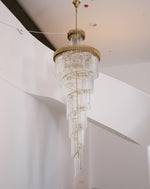 Crystal Spiral Chandelier – Modern Gold Crystal Statement Light for Grand Interiors