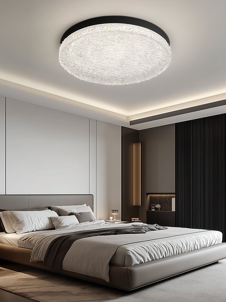 Crystalia Resin Ceiling Light – Modern Flush Mount with Black Iron Frame