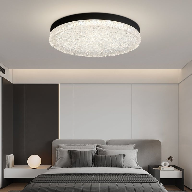 Crystalia Resin Ceiling Light – Modern Flush Mount with Black Iron Frame