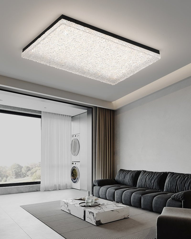 Crystalia Resin Ceiling Light – Modern Flush Mount with Black Iron Frame