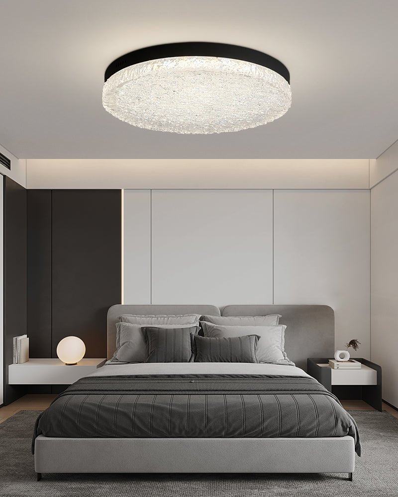 Crystalia Resin Ceiling Light – Modern Flush Mount with Black Iron Frame